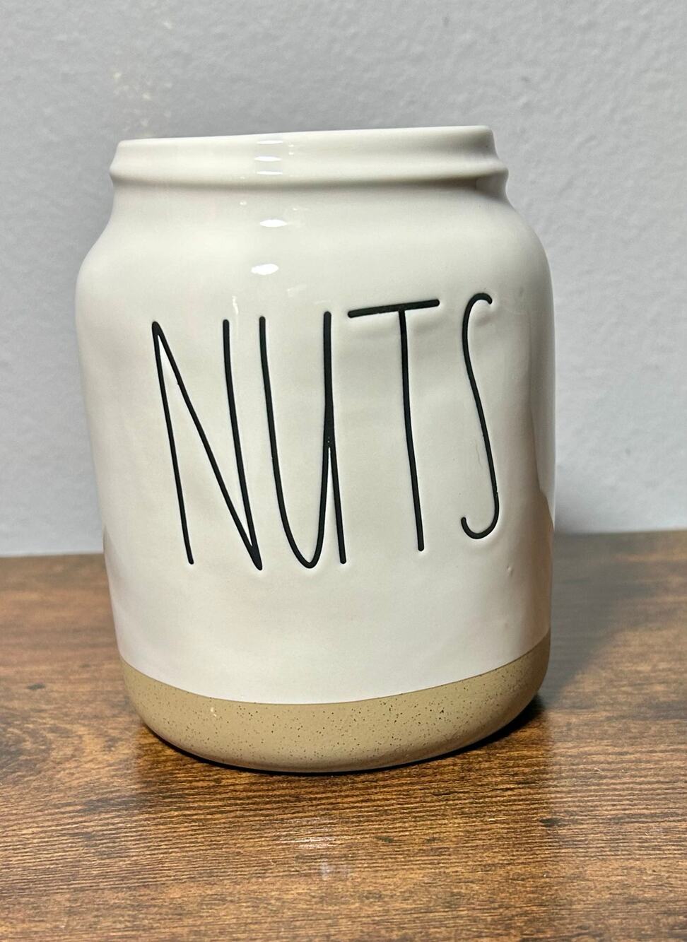 Rae Dunn by Mageneta 5” “NUTS” Ceramic Canister  White- No Lid
